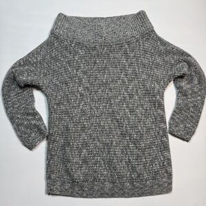 Express Sweater Womens Large Gray Cowl Neck 3/4 Raglan Sleeve Tunic Knit Top